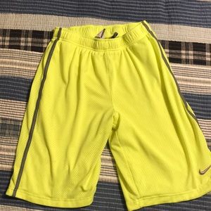 Nike Neon Yellow Shorts W/ Grey Side Stripe